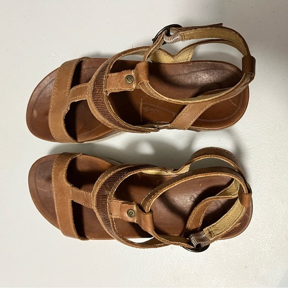 Olukai Hi’ona Leather Platform Sandals Wedges Shoes Brown Size 7 - Picture 2 of 9